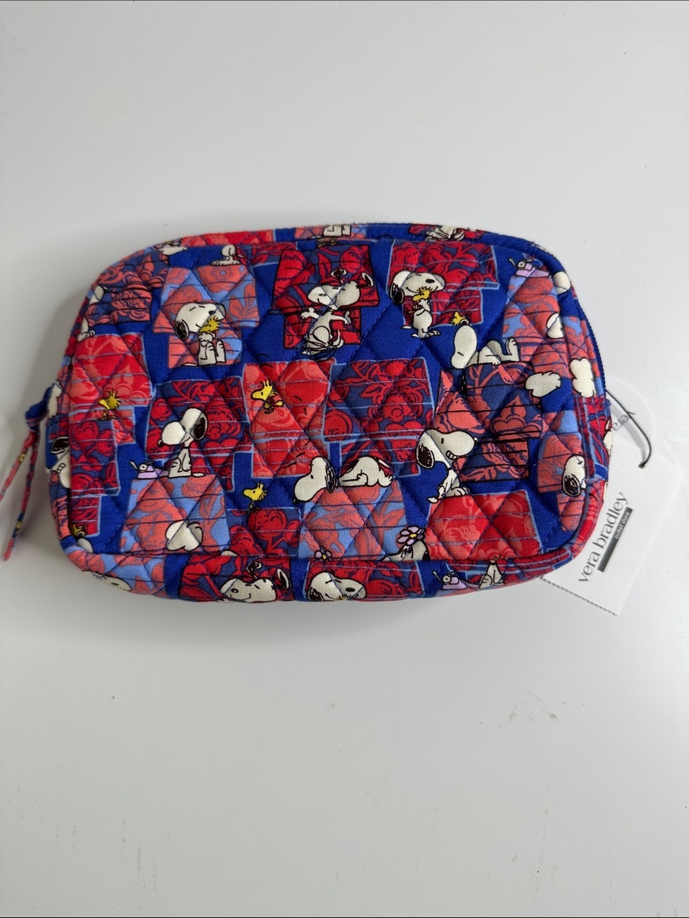 Vera Bradley Quilted Snoopy & Woodstock Cosmetic Pouch in Red and Blue
